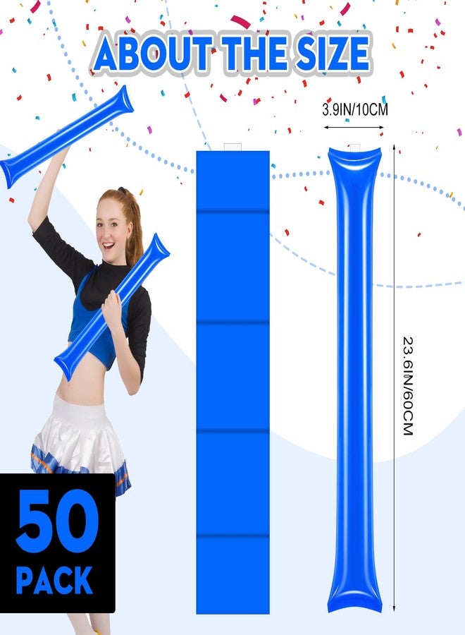 cssopenss 50 PCS Blue Thunder Sticks Thicken Plastic Cheersticks Inflatable Thunder Sticks Sporting Events Team Spirit Cheersticks Sporting Cheers Basketball Football Dance Party(blue) - Image 2